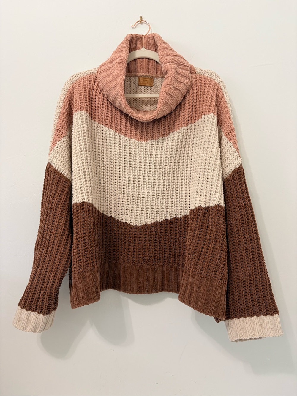 POL High Up in the Sky Knit Oversized Sweater Sz L Colorblock EUC - Picture 3 of 12
